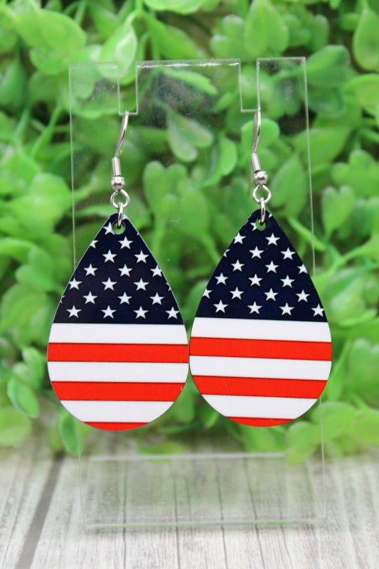 AMERICAN FLAG TEARDROP EARRINGS