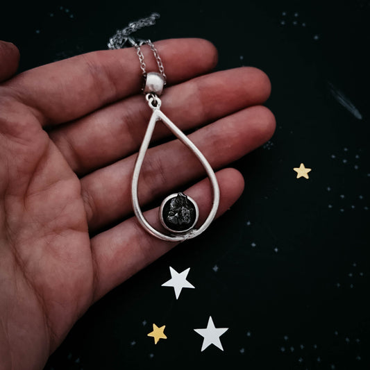 METEORITE JEWELRY SET - TEARDROP NECKLACE AND EARRINGS