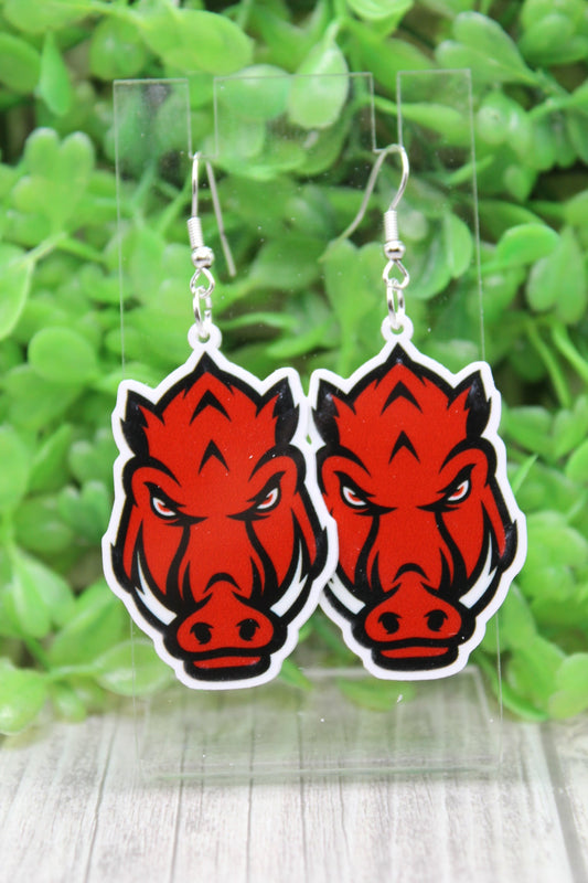ARKANSAS RAZORBACKS DANGLE EARRINGS