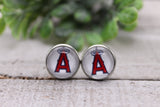 ANGELS BASEBALL || 12MM GLASS STUD EARRINGS || HYPOALLERGENIC