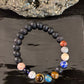 EIGHT PLANETS BEADED BRACELET – SOLAR SYSTEM LAVA ROCK & GEMSTONE STRETCH BRACELET