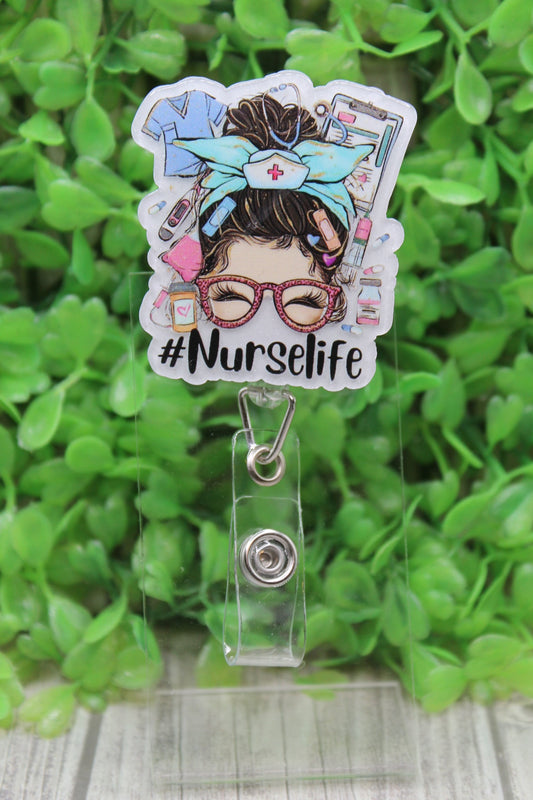 #NURSELIFT MESSY BUN BADGE/ID HOLDER REEL