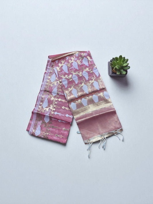 TRADITIONAL ORGANZA MASLINE JARI JAMDANI SAREE - INDIAN ETHNIC WEAR FOR WOMEN- 03