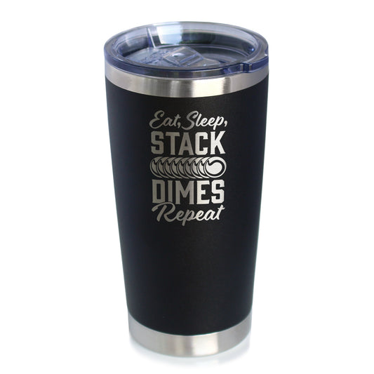 STACK DIMES - INSULATED COFFEE TUMBLER CUP WITH SLIDING LID - STAINLESS STEEL INSULATED MUG - UNIQUE GIFTS FOR WELDERS