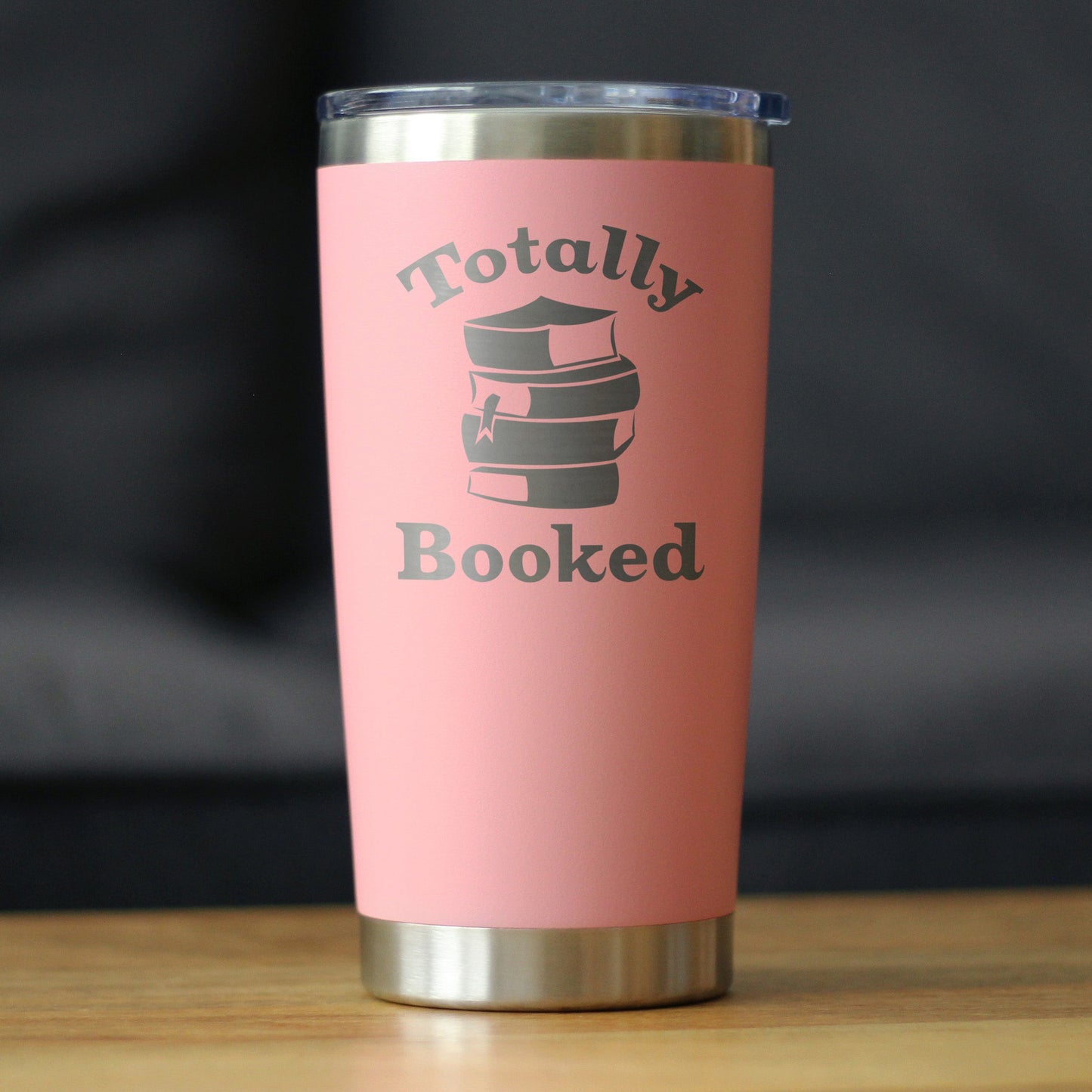 TOTALLY BOOKED - INSULATED COFFEE TUMBLER CUP WITH SLIDING LID - STAINLESS STEEL TRAVEL MUG - UNIQUE READING GIFTS FOR WOMEN AND MEN READERS