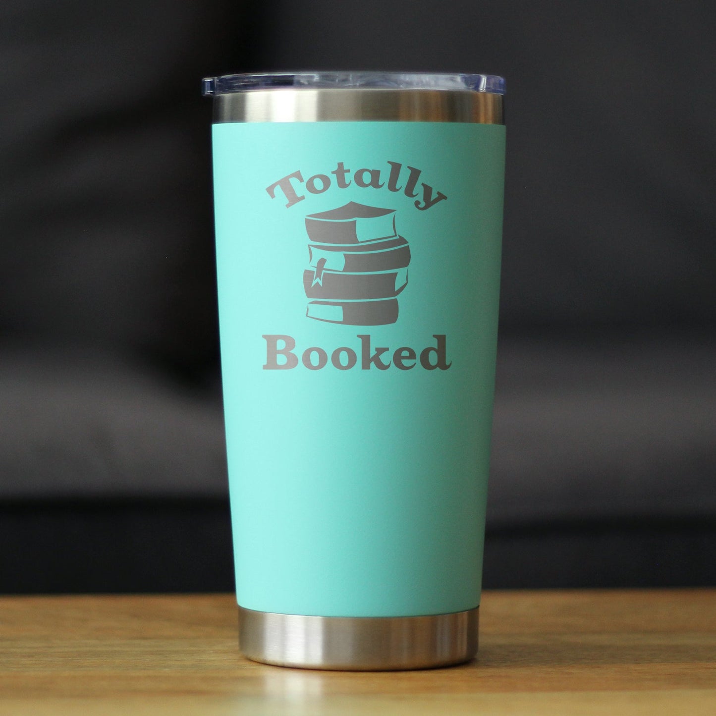 TOTALLY BOOKED - INSULATED COFFEE TUMBLER CUP WITH SLIDING LID - STAINLESS STEEL TRAVEL MUG - UNIQUE READING GIFTS FOR WOMEN AND MEN READERS
