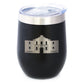 THE ALAMO - WINE TUMBLER CUP WITH SLIDING LID - STAINLESS STEEL INSULATED MUG - STATE OF TEXAS GIFTS AND SOUVENIRS FOR TEXANS