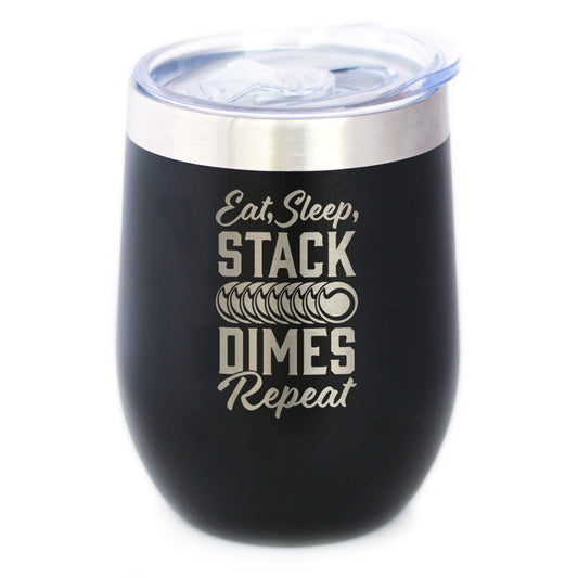 STACK DIMES - WINE TUMBLER CUP WITH SLIDING LID - STAINLESS STEEL INSULATED MUG - WELDING GIFTS FOR WELDERS