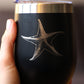 STARFISH - WINE TUMBLER GLASS WITH SLIDING LID - STAINLESS STEEL INSULATED MUG - UNIQUE OCEAN GIFTS FOR WOMEN AND MEN