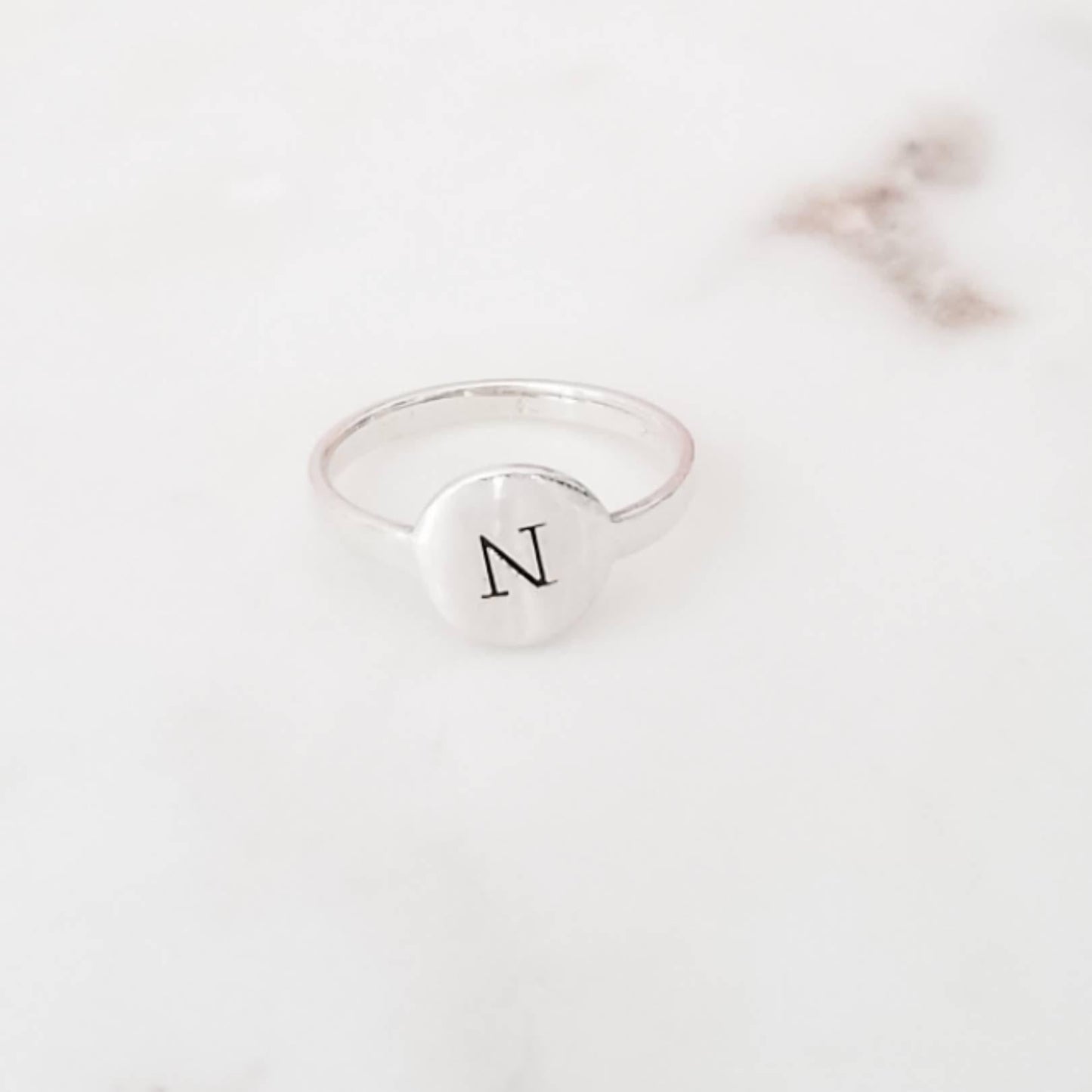 INITIAL SIGNET STERLING SILVER RING