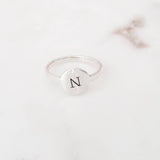 INITIAL SIGNET STERLING SILVER RING