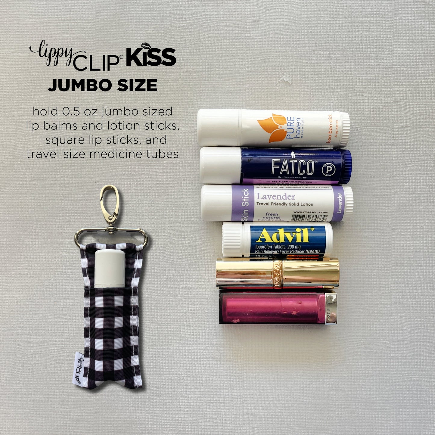 TIE DYE LIPPYCLIP KISS FOR LARGER LIP BALMS, ESSENTIAL OIL ROLLERS, ETC.