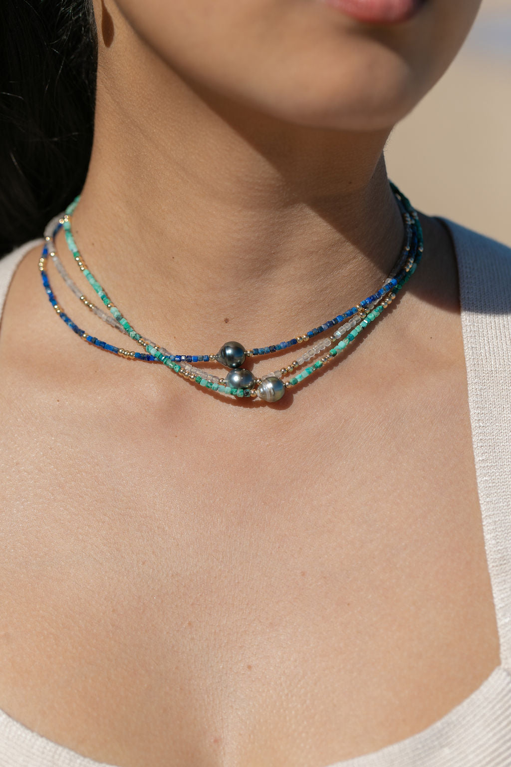TAHITIAN PEARL AND GEMSTONE NECKLACE - IOLANA