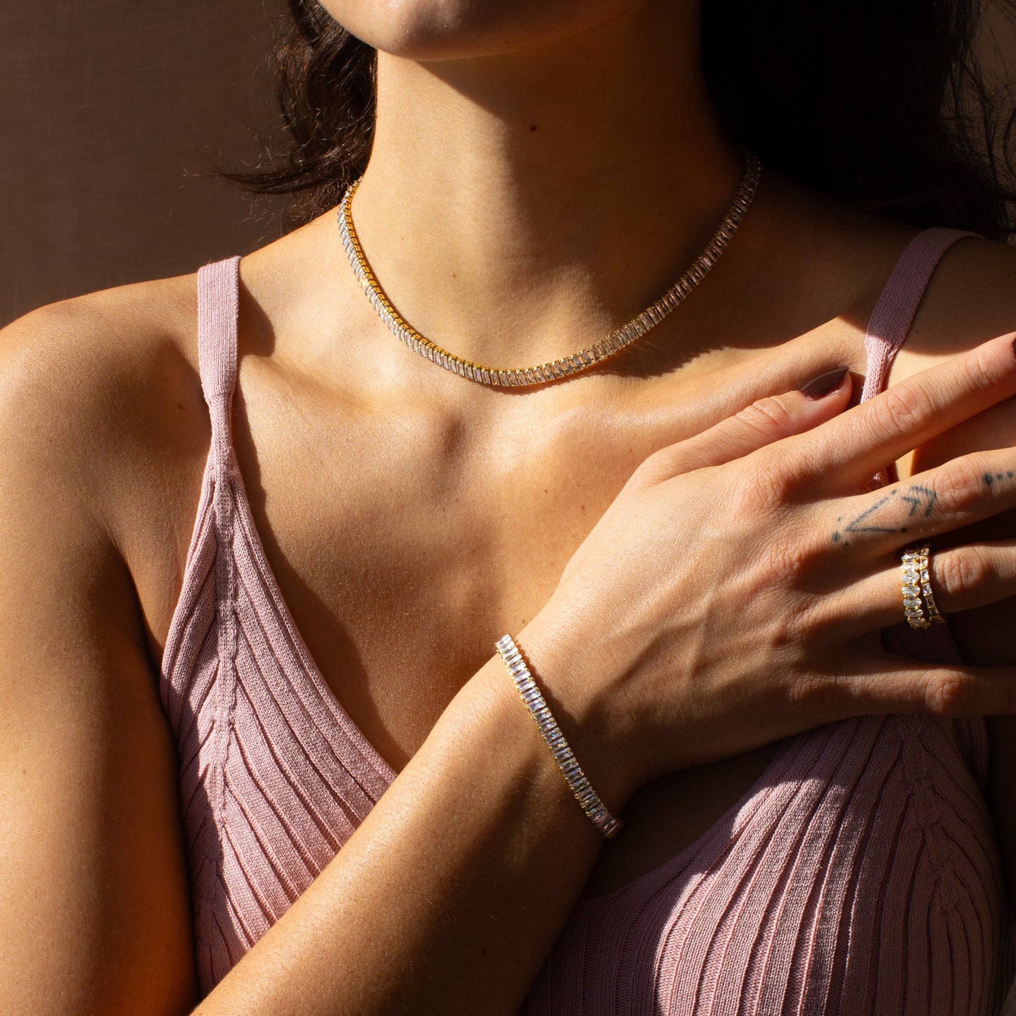BAGUETTE TENNIS NECKLACE