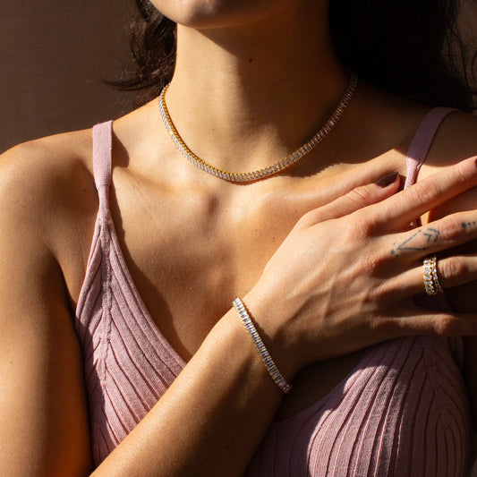 BAGUETTE TENNIS NECKLACE