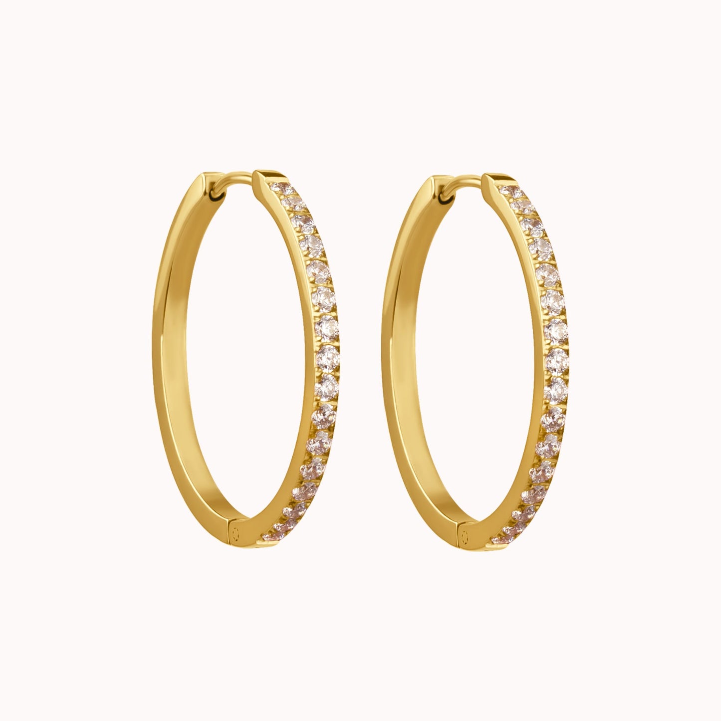 MEDIUM CLASSIC DIAMOND HOOP EARRINGS