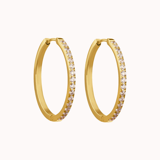 MEDIUM CLASSIC DIAMOND HOOP EARRINGS