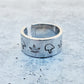 MIDDLE FINGER HEMP LEAF WIDE BAND RING