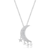 .6CT DAZZLING MOON AND STARS NECKLACE WITH CZ
