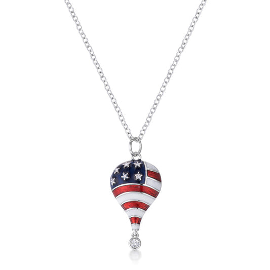 .1 CT PATRIOTIC HOT AIR BALLOON NECKLACE WITH CZ