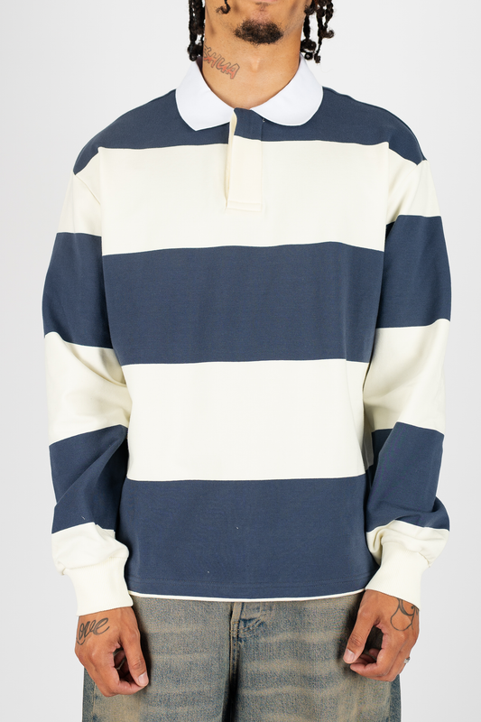 THE LABEL STRIPED RUGBY POLO