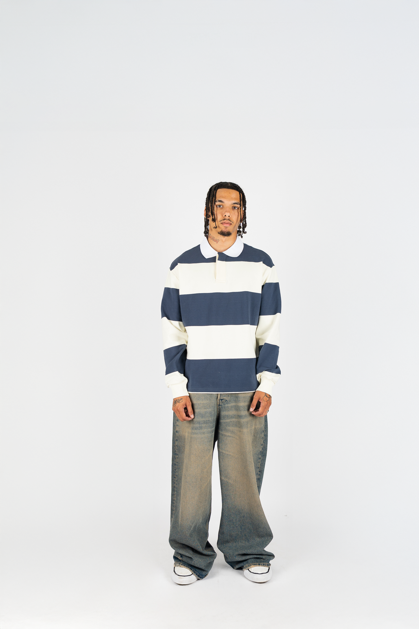 THE LABEL STRIPED RUGBY POLO