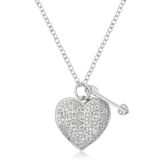 .12 CT HEART AND ARROW PENDANT WITH CZ