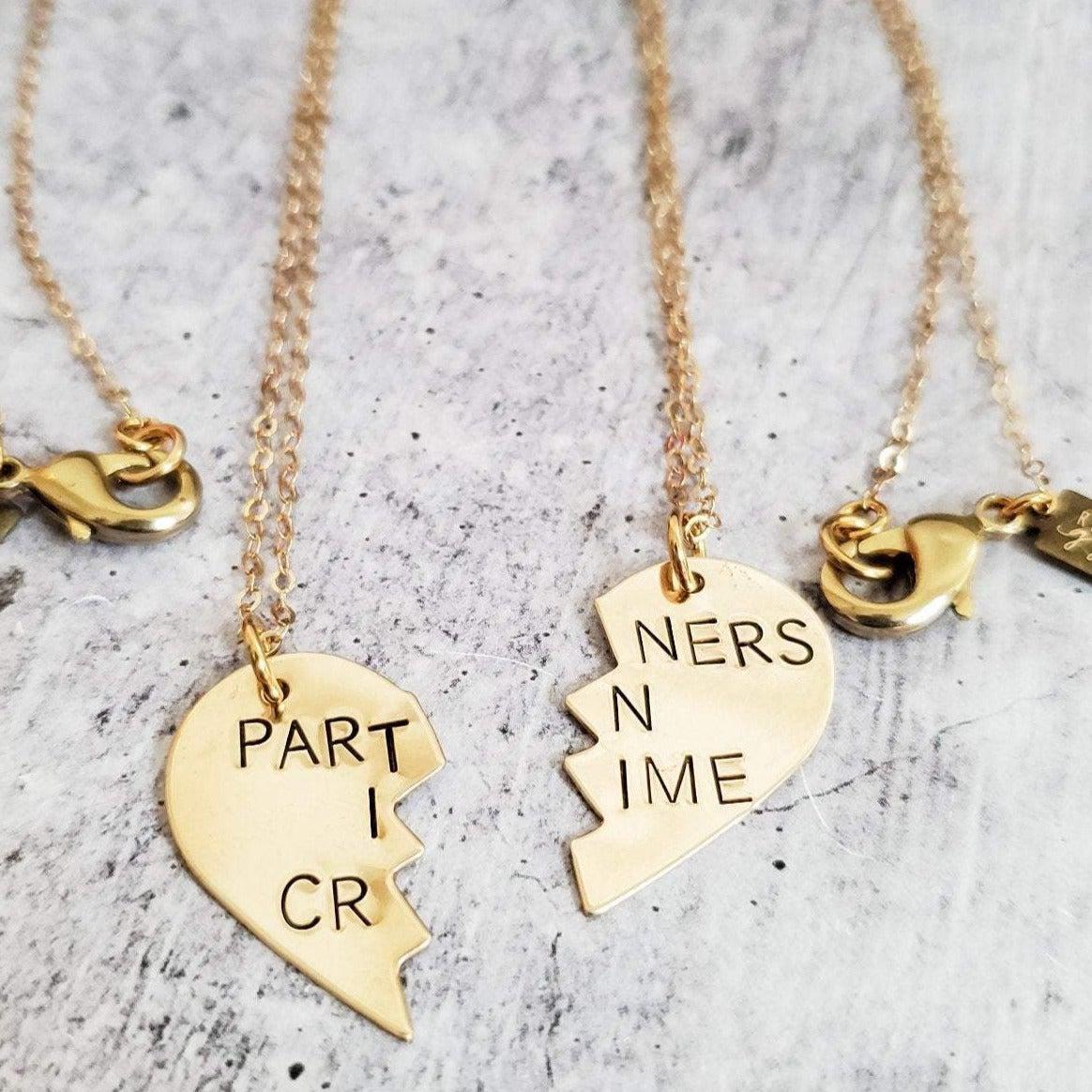 PARTNERS IN CRIME BROKEN HEART FRIENDSHIP NECKLACES