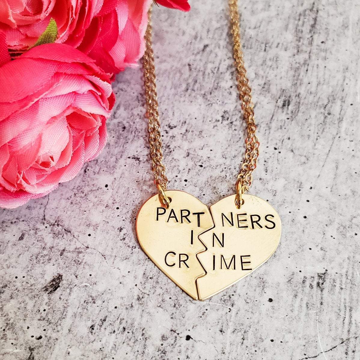 PARTNERS IN CRIME BROKEN HEART FRIENDSHIP NECKLACES