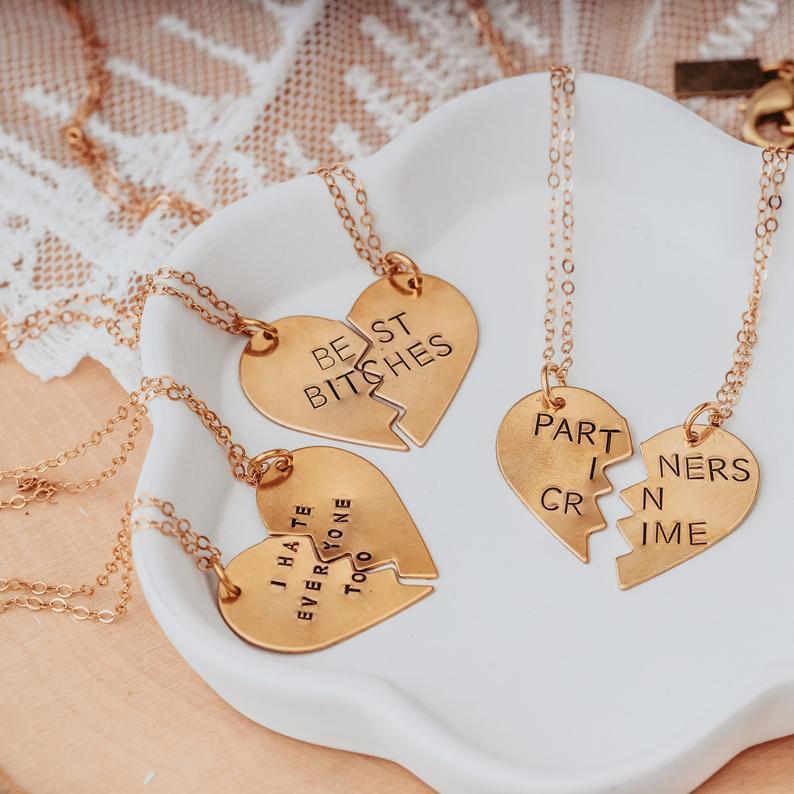 PARTNERS IN CRIME BROKEN HEART FRIENDSHIP NECKLACES