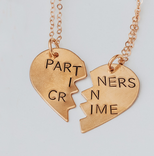 PARTNERS IN CRIME BROKEN HEART FRIENDSHIP NECKLACES