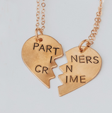PARTNERS IN CRIME BROKEN HEART FRIENDSHIP NECKLACES