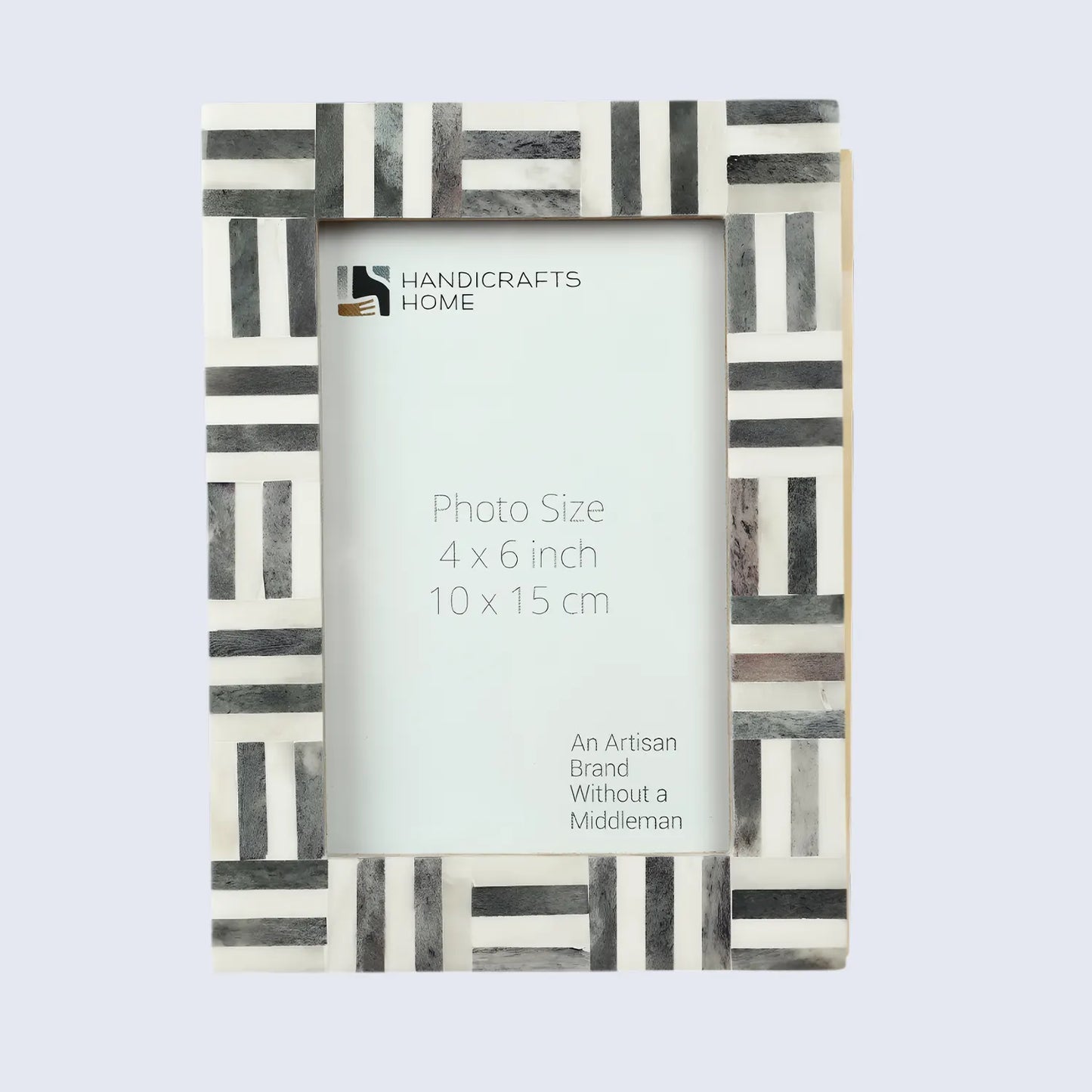 GREY & WHITE BONE INLAY BRICK PATTERN FRAME 4X6 & 5X7