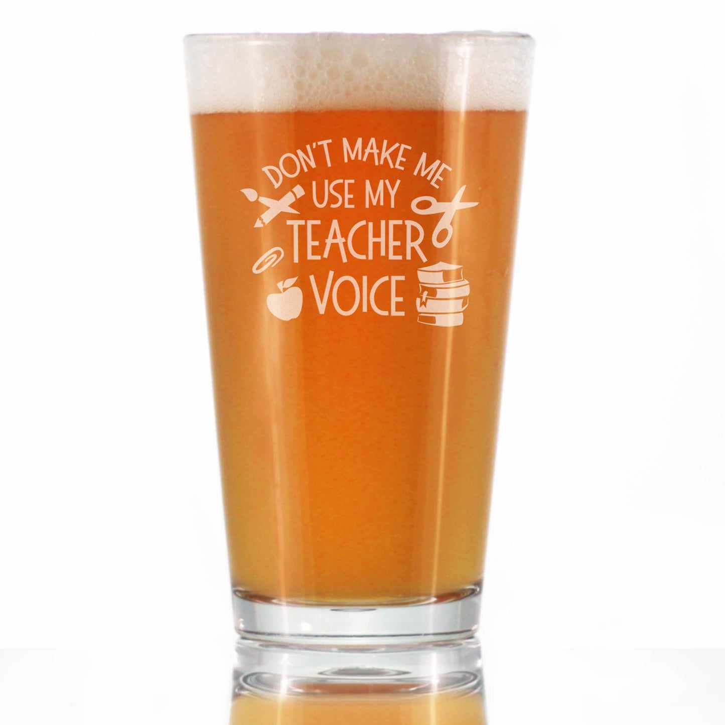 TEACHER VOICE - PINT GLASS FOR BEER - CUTE FUNNY TEACHER GIFTS FOR WOMEN & MEN - FUN TEACHER DECOR - 16 OZ GLASSES