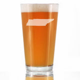 TENNESSEE STATE OUTLINE PINT GLASS FOR BEER - STATE THEMED DRINKING DECOR AND GIFTS FOR TENNESSEAN WOMEN & MEN - 16 OZ GLASSES