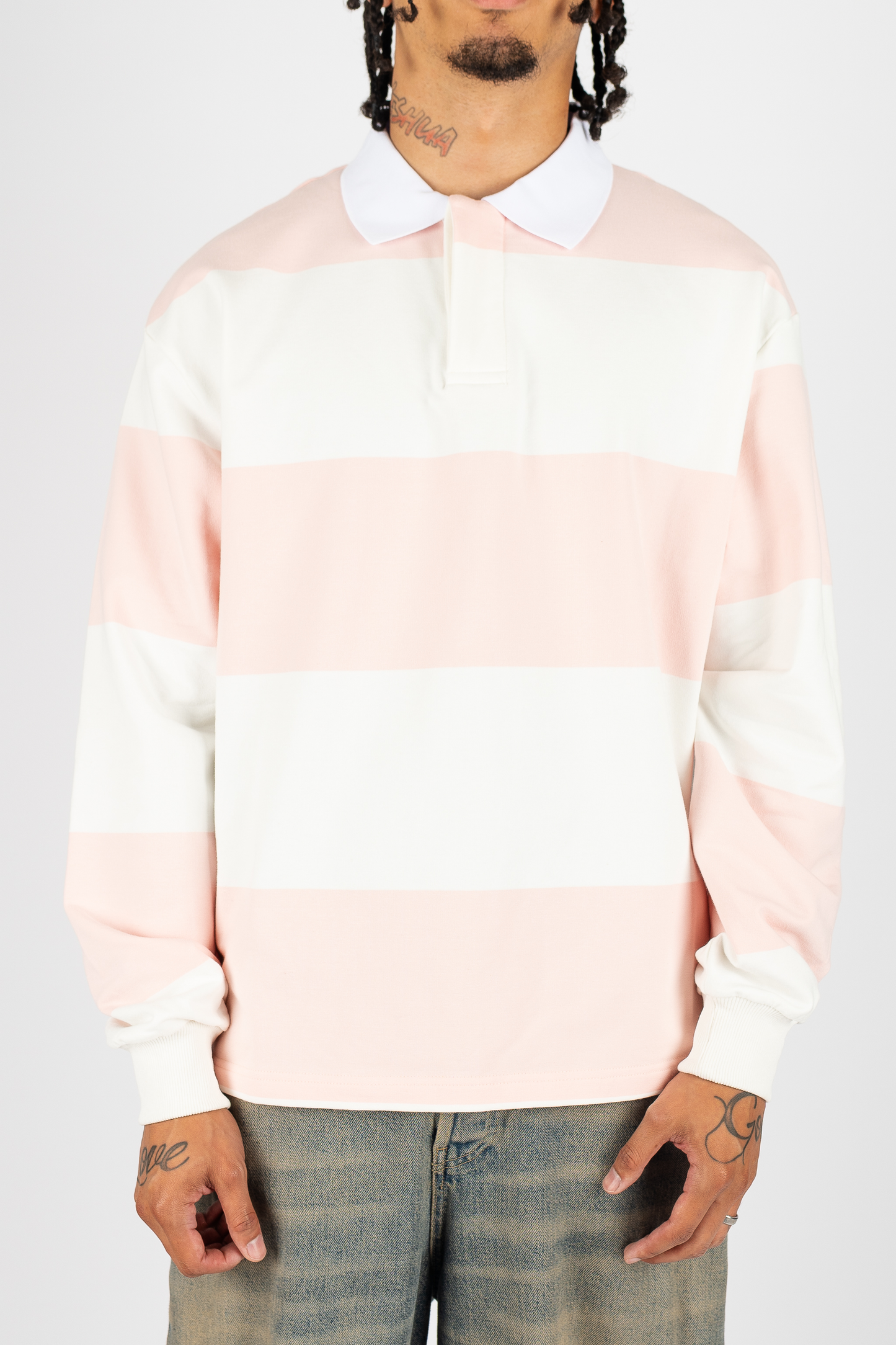 THE LABEL STRIPED RUGBY POLO