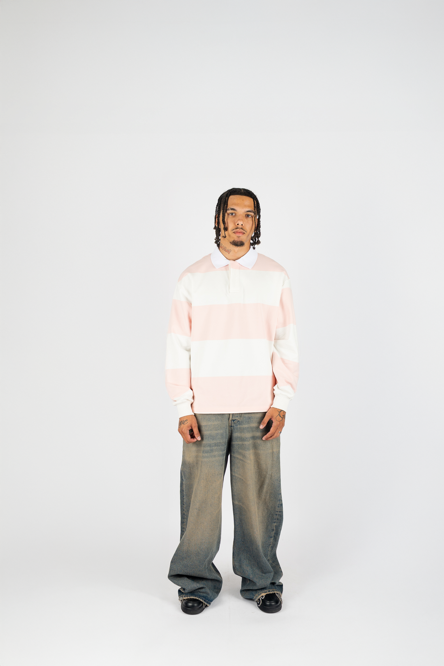 THE LABEL STRIPED RUGBY POLO