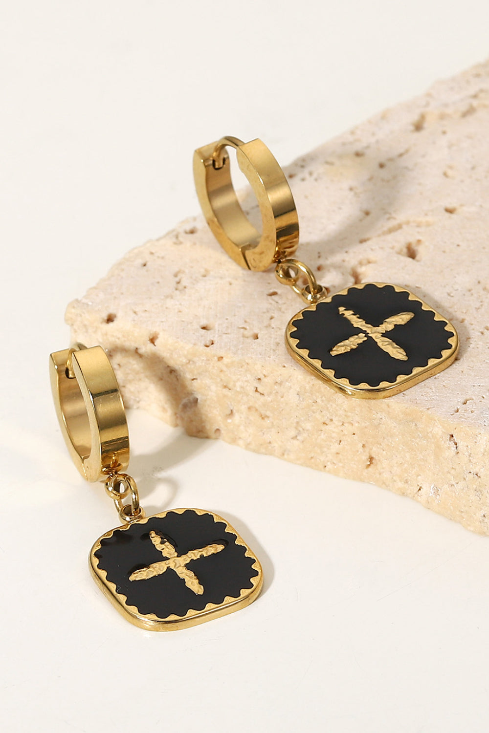 PLUS SIGN SQUARE SHAPE DROP EARRINGS-Thriftique Marketplace