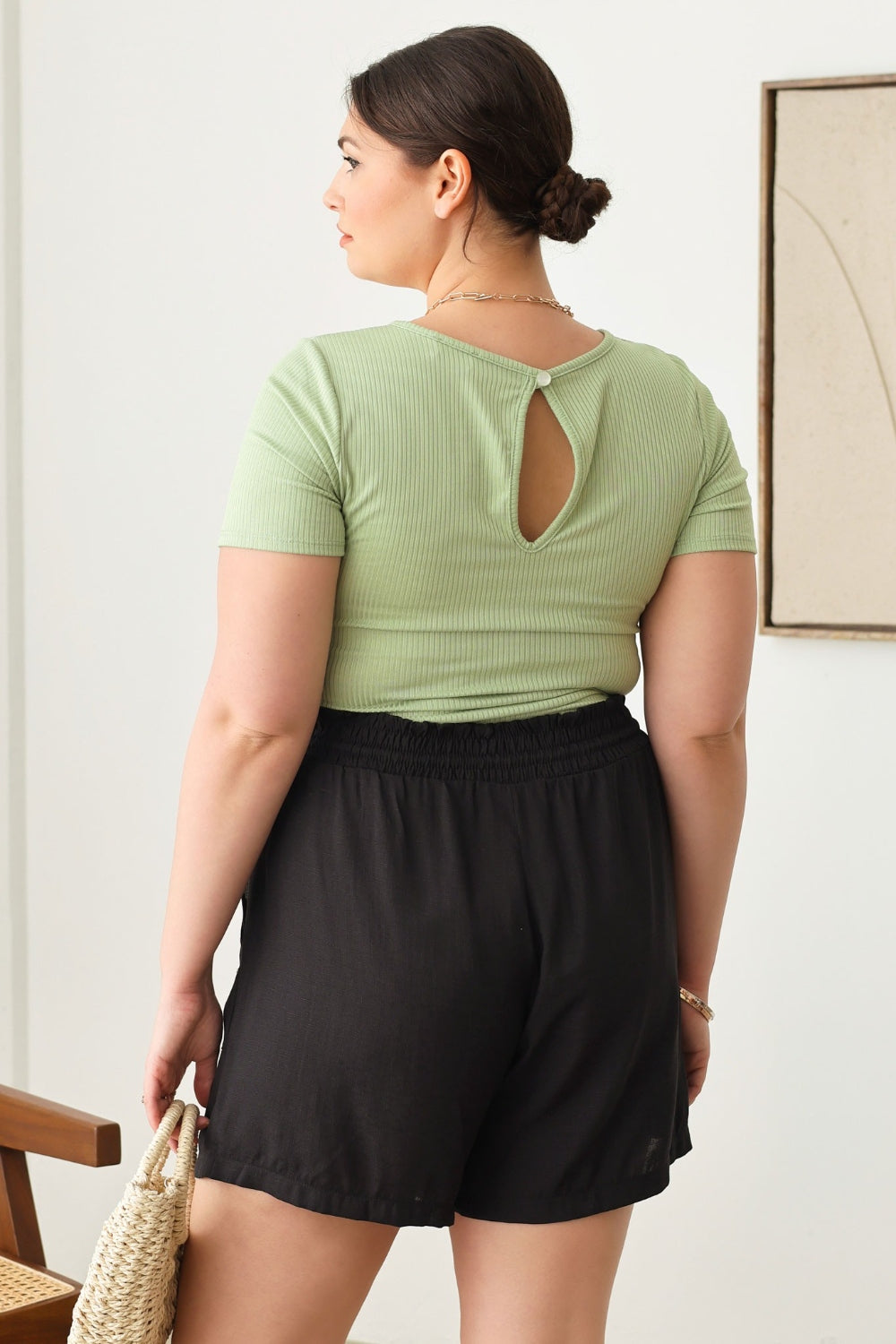 PLUS SIZE DRAWSTRING ELASTIC WAIST SHORTS WITH POCKETS-Thriftique Marketplace