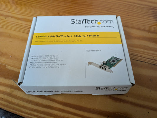 STARTECH 4 PORT PCI 1394A FIREWIRE ADAPTER CARD - 3 EXTERNAL 1 INTERNAL