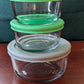THREE ANCHOR HOCKING GLASS STORAGE BOWLS