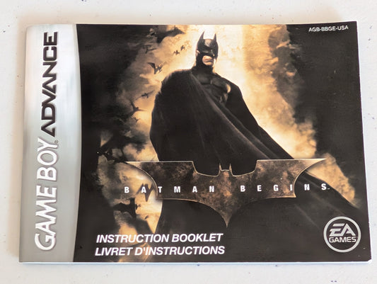 BATMAN BEGINS VIDEO GAME INSTRUCTION BOOKLET GAMEBOY ADVANCE