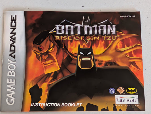 BATMAN RISE OF SIN TZU VIDEO GAME INSTRUCTION BOOKLET GAMEBOY ADVANCE