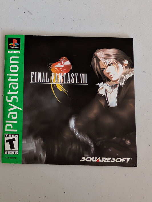 FINAL FANTASY VIII VIDEO GAME INSTRUCTION BOOKLET PLAYSTATION GREEN BORDER
