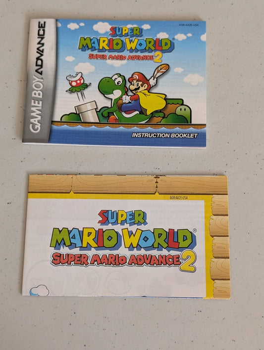 SUPER MARIO WORLD: SUPER MARIO ADVANCE 2 VIDEO GAME INSTRUCTION BOOKLET AND INSERT GAMEBOY ADVANCE