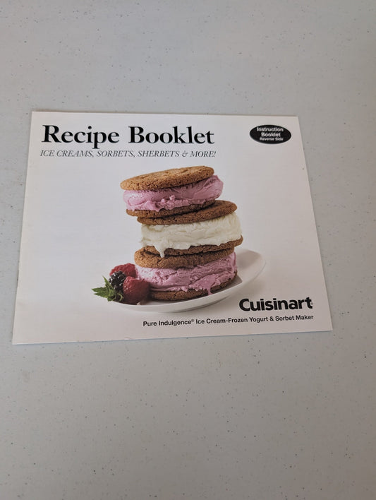 Cuisinart Automatic Frozen Yogurt Ice Cream Maker Recipe Book