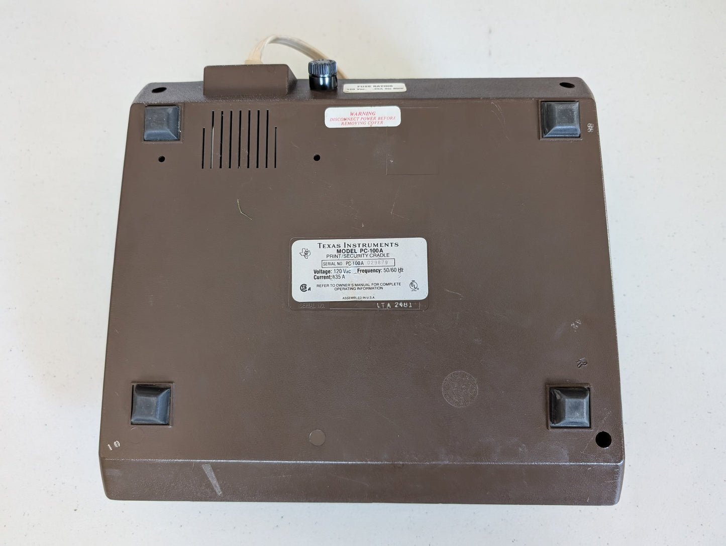 TEXAS INSTRUMENTS PC-100A PRINT/SECURITY CRADLE WITH KEY