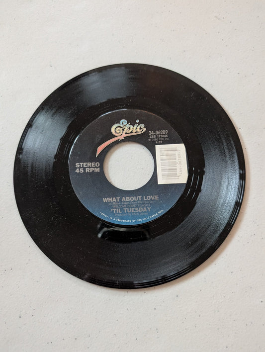 TIL TUESDAY - WHAT ABOUT LOVE-WILL SHE JUST FALL DOWN (7 IN, 45 RPM, SINGLE, VINYL RECORD ALBUM)