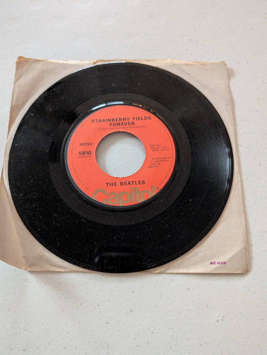 THE BEATLES - STRAWBERRY FIELDS FOREVER  -  PENNY LANE (ORANGE CAPITOL)(7 IN, 45 RPM, SINGLE, VINYL RECORD ALBUM)