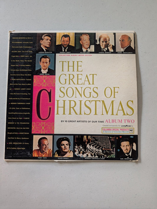 THE GREAT SONGS OF CHRISTMAS BY 10 GREAT ARTISTS OF OUR TIME ALBUM TWO BY GOOD YEAR (CHRISTMAS HOLIDAY VINYL RECORD LP ALBUM)